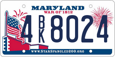 MD license plate 4BK8024
