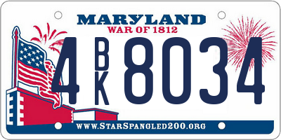MD license plate 4BK8034