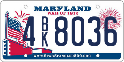 MD license plate 4BK8036