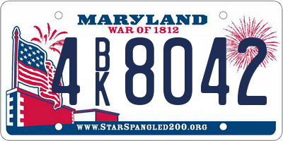 MD license plate 4BK8042