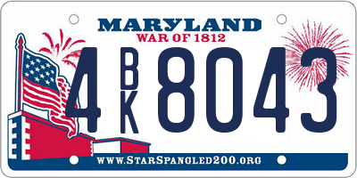 MD license plate 4BK8043