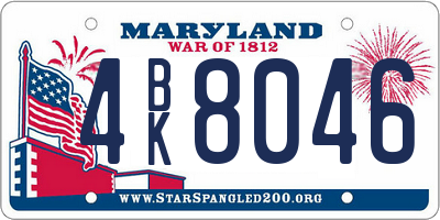 MD license plate 4BK8046