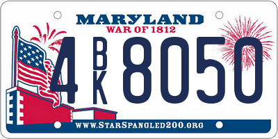MD license plate 4BK8050