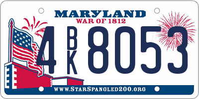 MD license plate 4BK8053