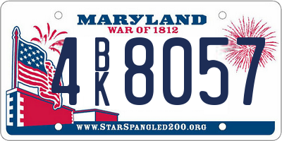 MD license plate 4BK8057