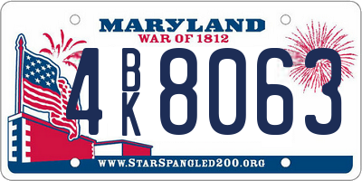 MD license plate 4BK8063