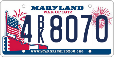 MD license plate 4BK8070
