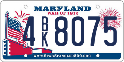 MD license plate 4BK8075