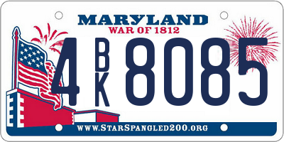 MD license plate 4BK8085
