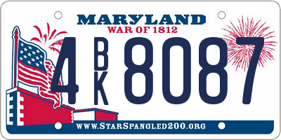 MD license plate 4BK8087