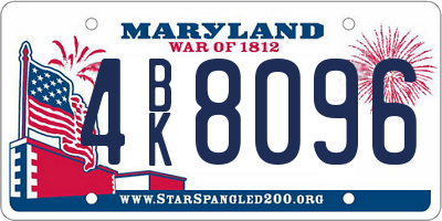 MD license plate 4BK8096