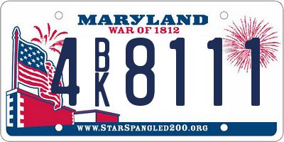 MD license plate 4BK8111