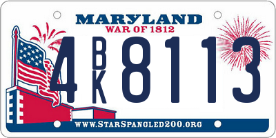 MD license plate 4BK8113