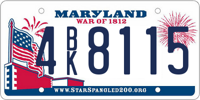 MD license plate 4BK8115