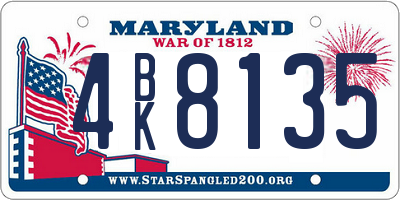 MD license plate 4BK8135
