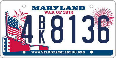 MD license plate 4BK8136