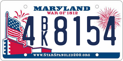 MD license plate 4BK8154