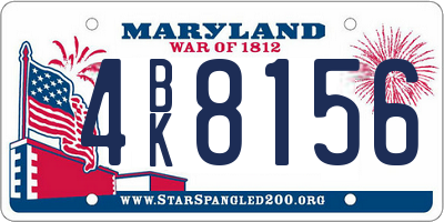 MD license plate 4BK8156