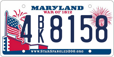 MD license plate 4BK8158