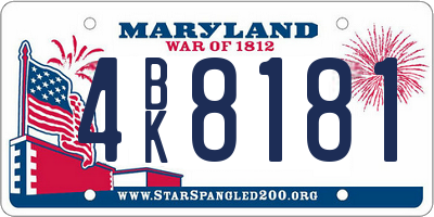 MD license plate 4BK8181