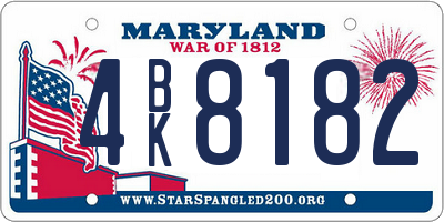 MD license plate 4BK8182