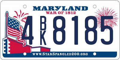 MD license plate 4BK8185