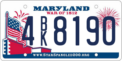 MD license plate 4BK8190