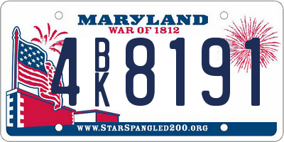 MD license plate 4BK8191