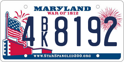 MD license plate 4BK8192
