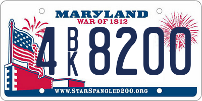 MD license plate 4BK8200