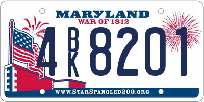 MD license plate 4BK8201