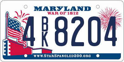 MD license plate 4BK8204