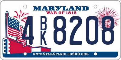 MD license plate 4BK8208
