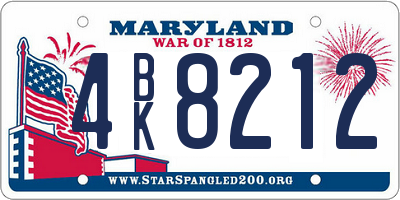 MD license plate 4BK8212