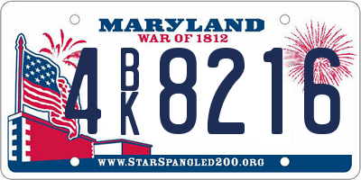 MD license plate 4BK8216