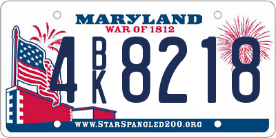MD license plate 4BK8218