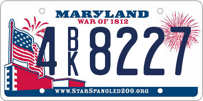MD license plate 4BK8227