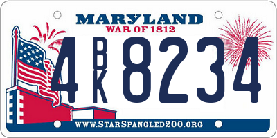 MD license plate 4BK8234