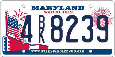 MD license plate 4BK8239