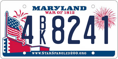 MD license plate 4BK8241