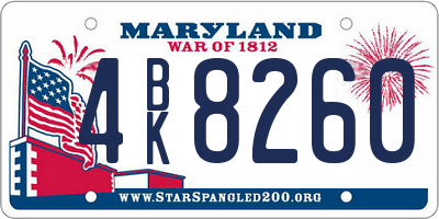 MD license plate 4BK8260