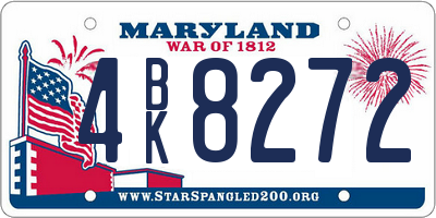 MD license plate 4BK8272