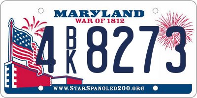 MD license plate 4BK8273