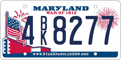 MD license plate 4BK8277