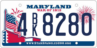 MD license plate 4BK8280