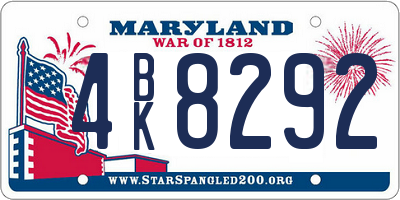 MD license plate 4BK8292
