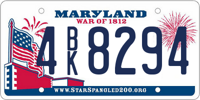 MD license plate 4BK8294