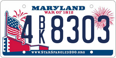 MD license plate 4BK8303