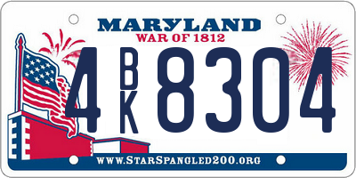 MD license plate 4BK8304