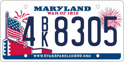 MD license plate 4BK8305